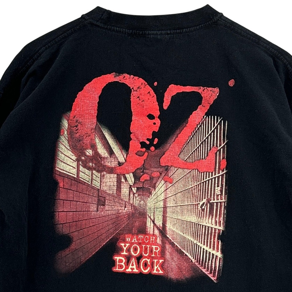 VTG HBO Oz Watch Your Back Prison Drama Promo T-Shirt Black XL Loose Baggy 90s